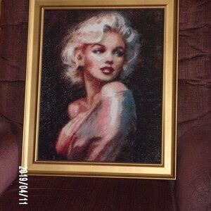 Marilyn Monroe Completed Diamond Painting Golden Frame